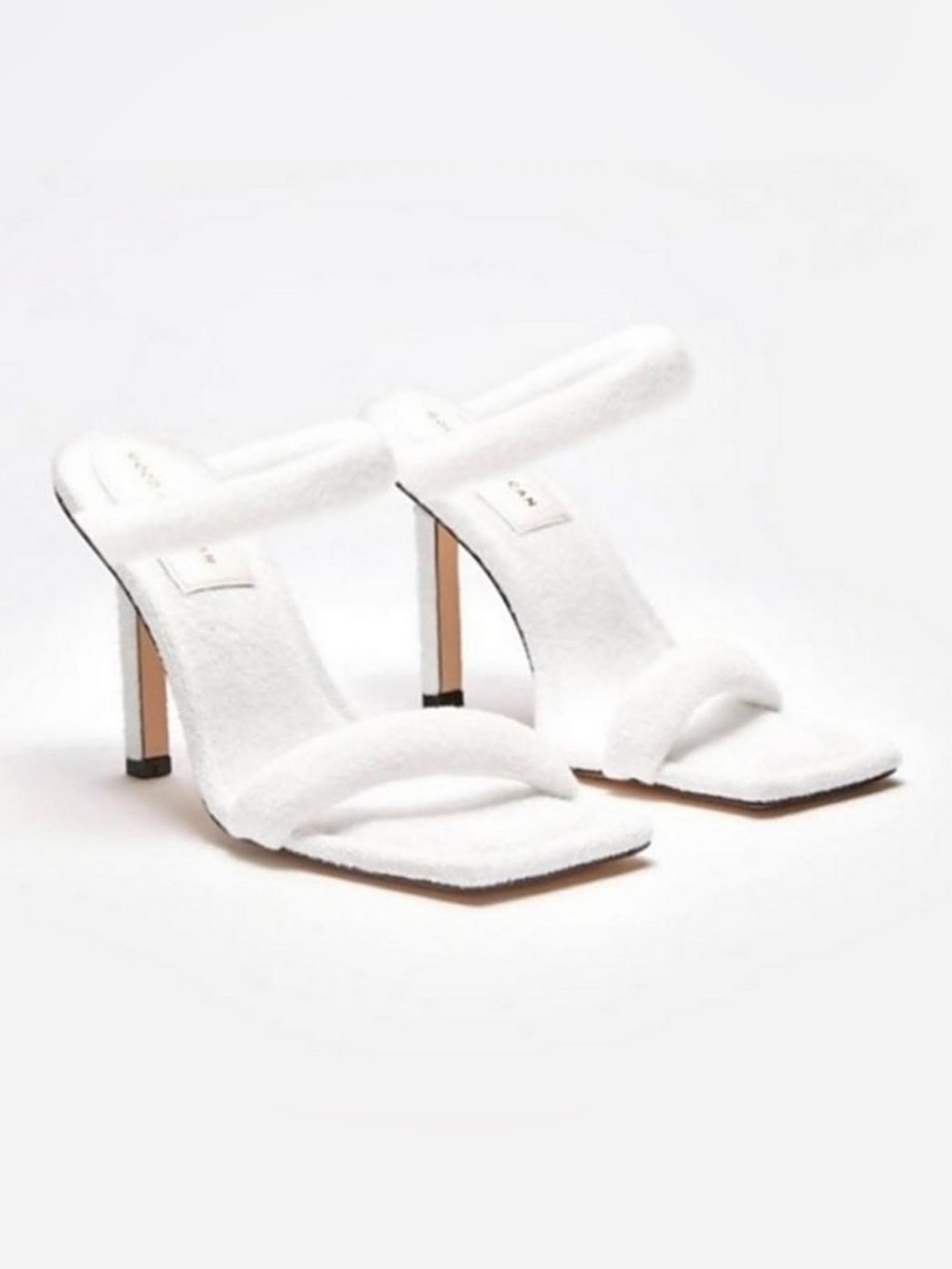 Good American White Terry High Heel Slide Sandals Size 10 New